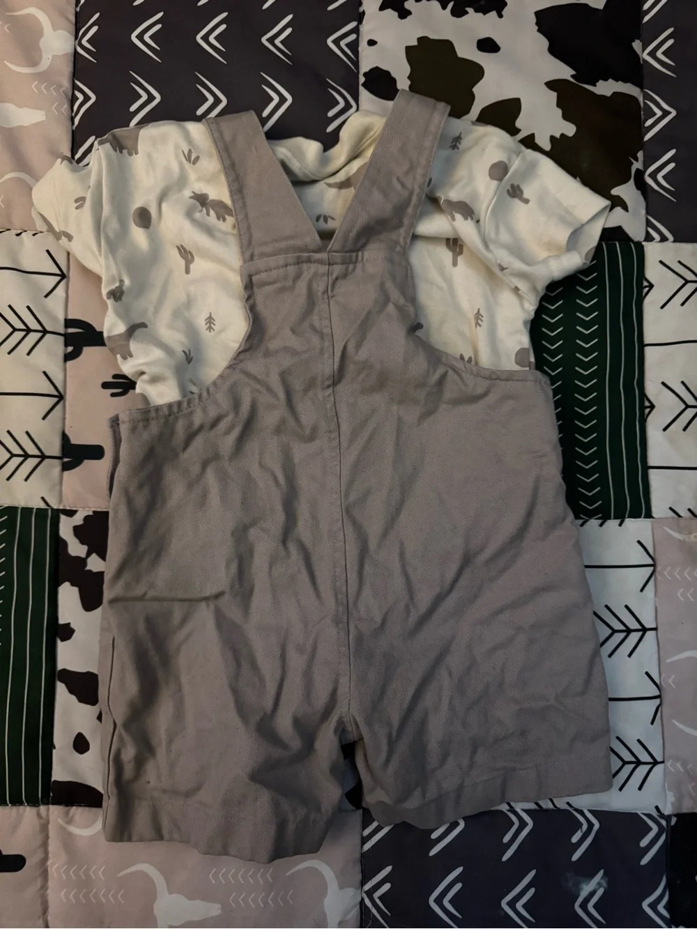 Carter's Cream Tee with Gray Dinosaur Print
